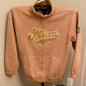 Mecca Jeans Ltd, Y2K yellow zip up hoodie; Knit Fabric with logo Patch